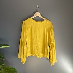 Love Riche Boho Wide Sleeve Yellow/Gold Blouse